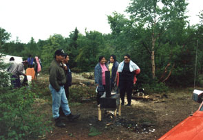 Innu gathering at Uhuniau with Quebec Innu. Photo courtesy Peter Armitage.