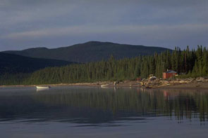 Etuat and Kananin Andrew's cabin at Shatshit. Photo courtesy Dave Wilson.