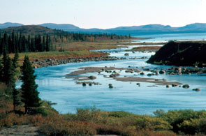 The principal river entering the west side of Kameshtashtan. The name for this river has disappeared from the collective memory of the Innu. Photo courtesy Stephen Loring.