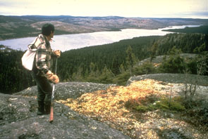 Pien Penashue hunting above Enakapeshakamau. Photo Nigel Markham, courtesy Innu Nation.