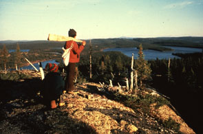 Gervais and Max Penashue hunting near Enakapeshakamu. Photo Nigel Markham, courtesy Innu Nation.