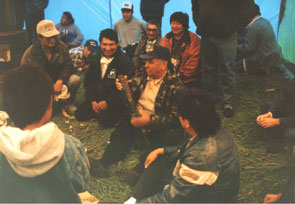 Innu gathering at Uhuniau with Quebec Innu. Photo courtesy Peter Armitage.