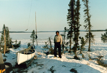 Ishpashtien Penunsi at a spring camp on the shores of Iatuekupau. Photo courtesy Tanien Ashini.