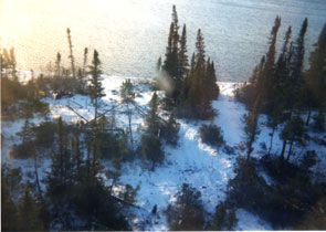 Ishpashtien and Taniana Benuen's camp at Mishta-nipi. Photo courtesy Gerry Penney.