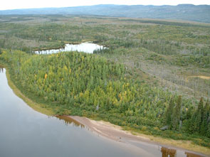 Helicopter view of Ishkueu-akunishkueun. Photo courtesy Roland Butler.